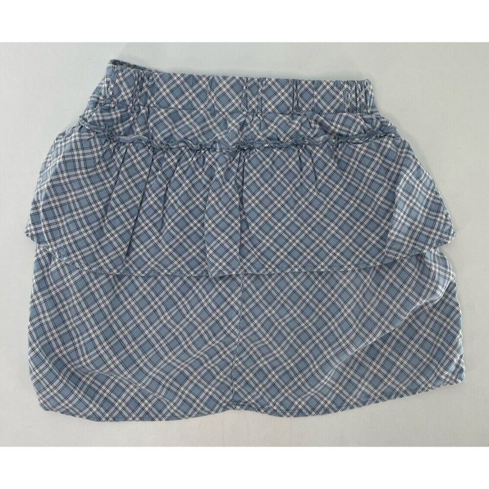 Abercrombie Kids Girl’s Blue Tiered‎ Plaid Print Mini Skort Skirt Sz 9/10